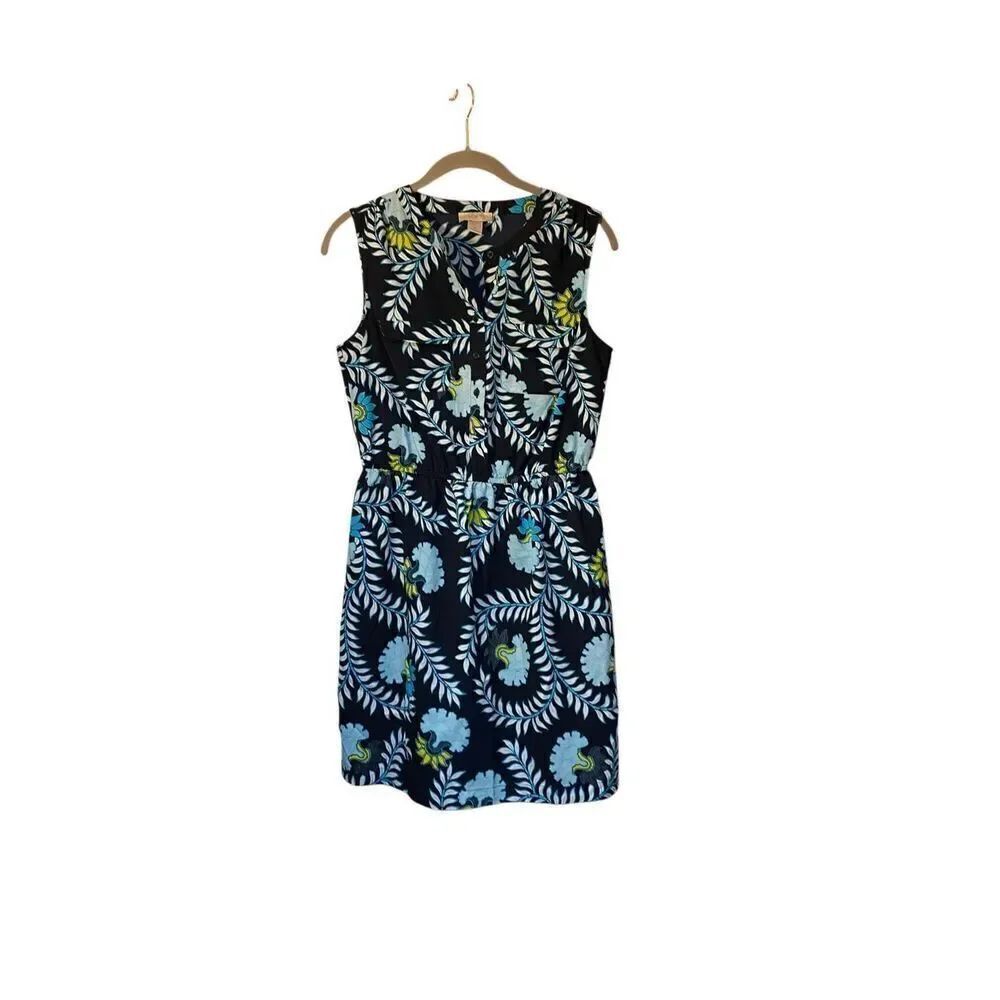 Loft, women’s floral, navy blue sleeveless dress, size small